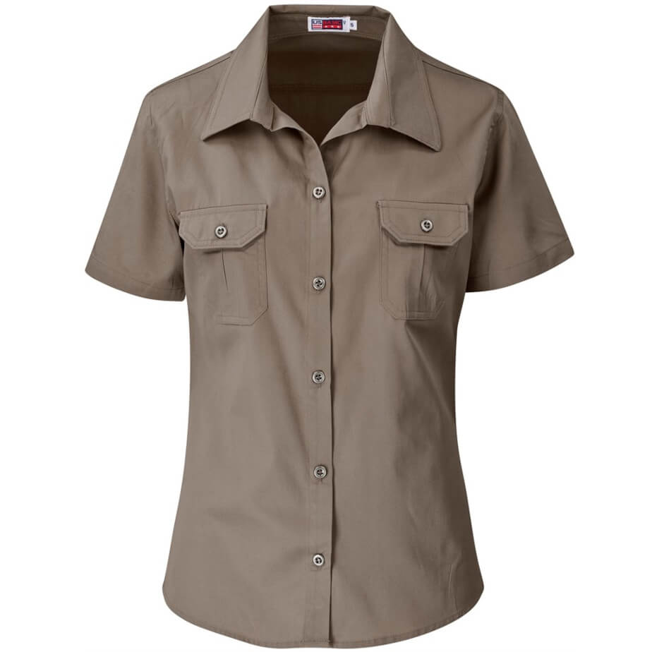 Ladies Short Sleeve Wildstone Shirt Khaki Front